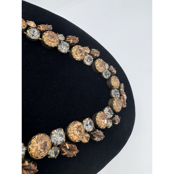 Vintage 1950s 1960s REGENCY Rhinestone Amber & Topaz Crystals leaf Accents - Picture 13 of 16